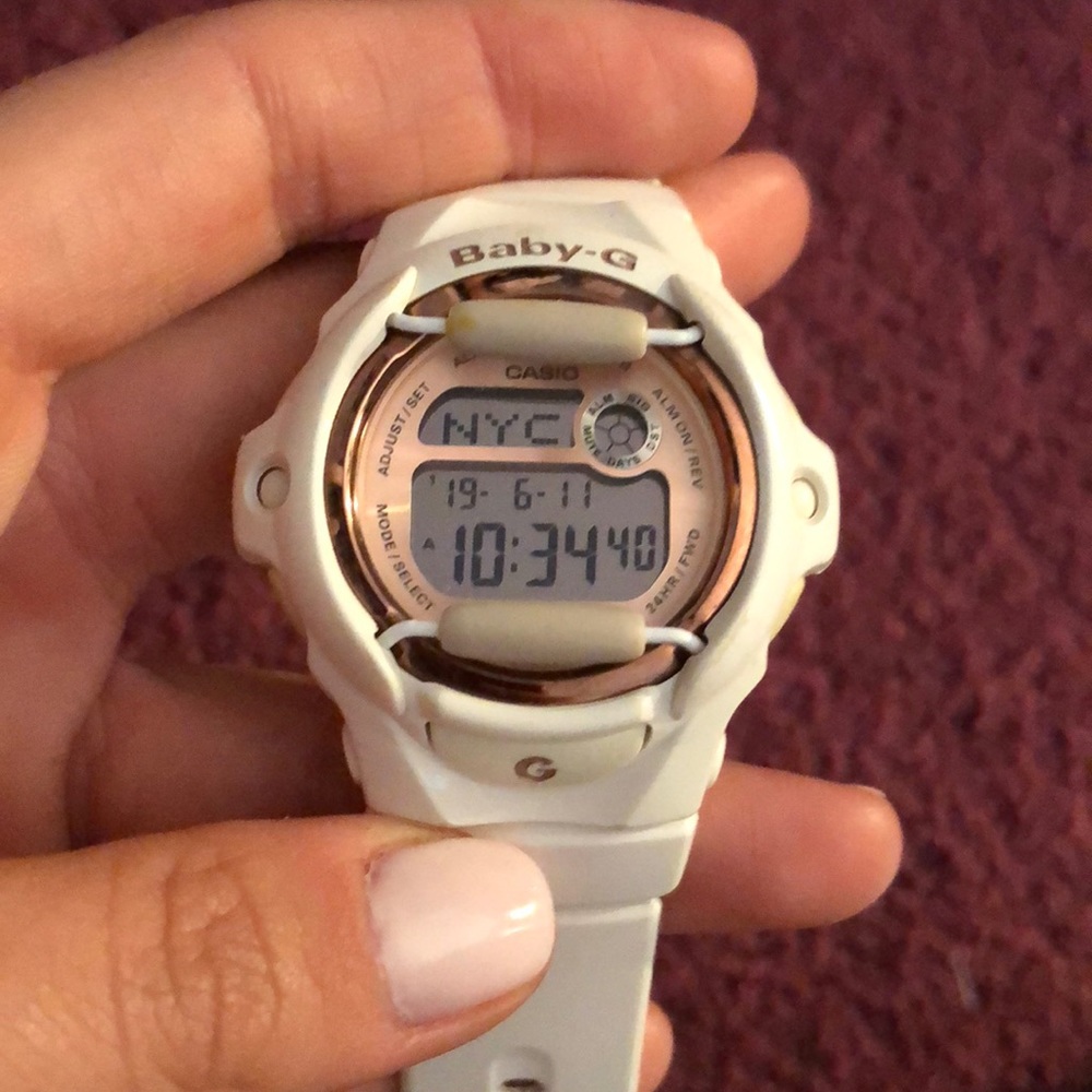 White and Rose Gold baby G shock